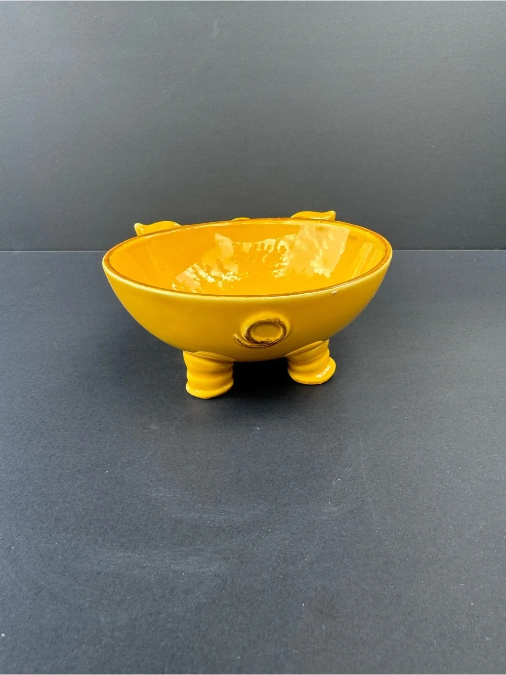 Cost Plus World Market Glossy Yellow Pig Ceramic Serving Bowl